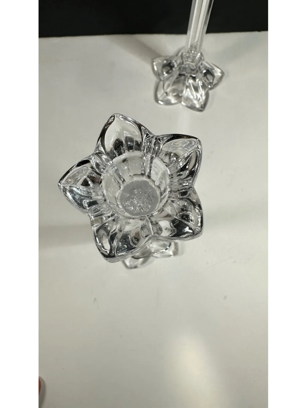 Nachtmann Bleikristall Bavarian Tulip Flower Taper Candleholder Crystal Vtg Pair